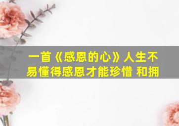 一首《感恩的心》人生不易懂得感恩才能珍惜 和拥